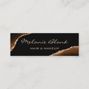Visagist Elegantes Achat Schwarz und Gold Marmor Mini Visitenkarte