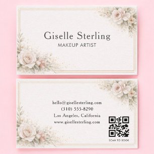 Visagist Floral Neutral QR-Code Professionell Visitenkarte