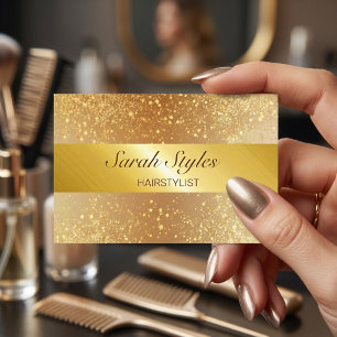 Visagist Friseur Glam Gold Glitter Sterne Visitenkarte