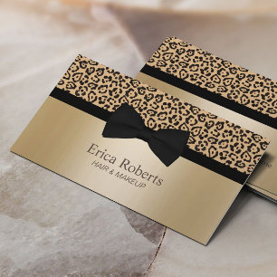 Visagist & Hairstylist klassische Fliege Gold Leop Visitenkarte
