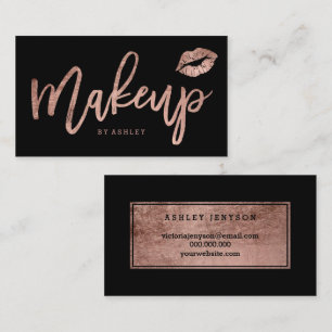 Visagist Lippen Roségold Typografie Schwarz Visitenkarte