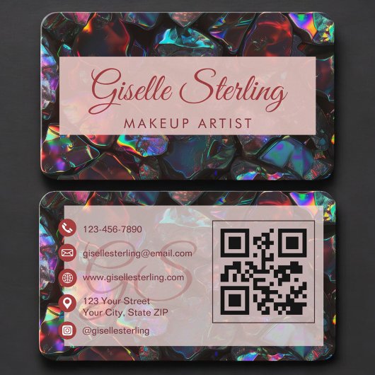 Visagist Opal Black QR Code Visitenkarte