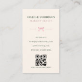 Visagist Pink Grün Gestreifter Bogen QR Code Visitenkarte (Rückseite)