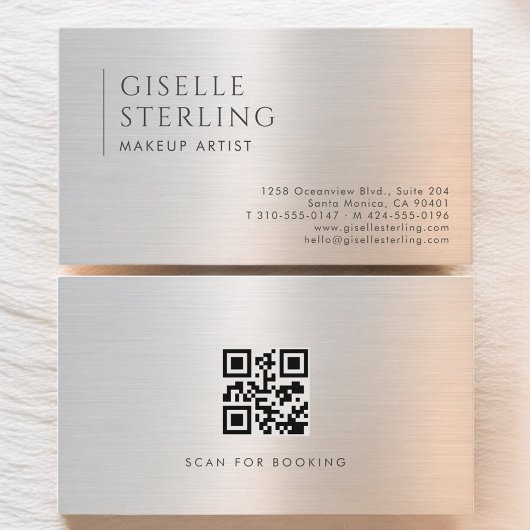 Visagist QR-Code gebürstetes Metall Visitenkarte