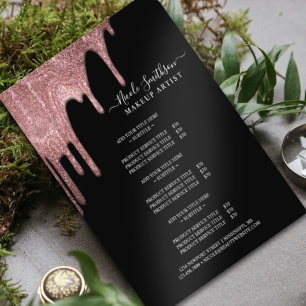 Visagist Rose Gold Glitter Glam Service Liste Flyer