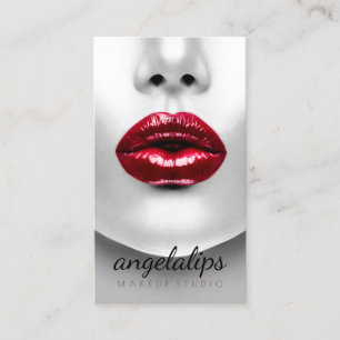Visagist Rote Lippen Elegant Visitenkarte