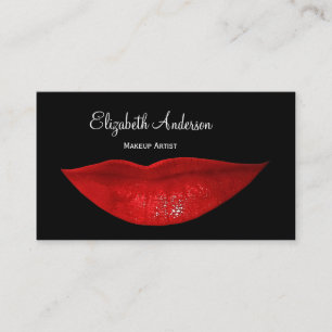Visagist Roter Lippen Glamour Visitenkarte