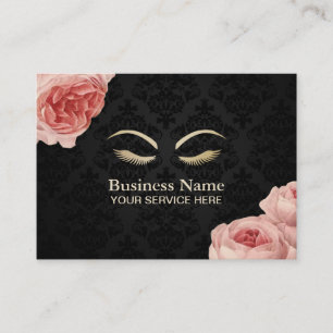 Visagist Salon Elegant Damast Vintage Blumenmuster Visitenkarte