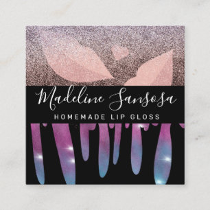 Visagist Schönheit Lippen Glitter Tröpfchen Quadratische Visitenkarte