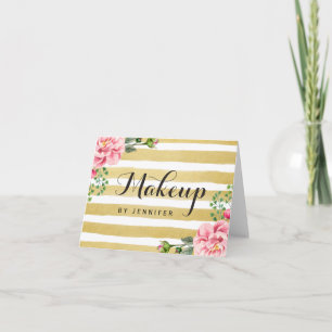 Visagist Schönheitssalon Florale Goldstreifen Dankeskarte