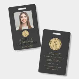 Visagist Schönheitssalon Schwarz Gold Mitarbeiter- Ausweis