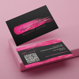 Visagist Schwarz und Hot Pink Swatch Visitenkarte