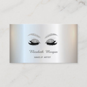 Visagist, Silber Glitter Wimpernverlängerung Visitenkarte