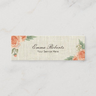 Visagist Vintage Floral Rustikaler Jute Mini Visitenkarte