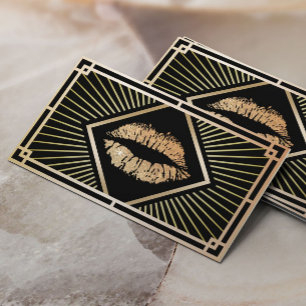 Visagist Vintage Gold Art Deco Schönheitssalon Visitenkarte