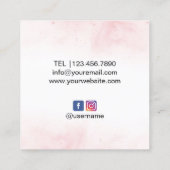 Visagist Wasserfarbe Rose Floral Schönheitssalon Quadratische Visitenkarte (Rückseite)