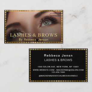Visagist Wimpern & Augenbrauen Gold Glitter Visitenkarte
