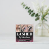 Visagist Wimpern Pink Glitter Schrift Quadratische Visitenkarte (Stehend Vorderseite)