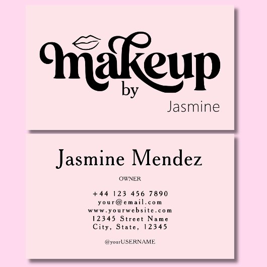 Visagistenstudio Blush Pink Professionell Chic Visitenkarte