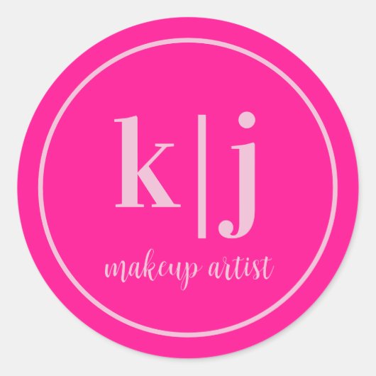 Visagistin Individuelles Monogramm Geschäft Runder Aufkleber (Vorderseite)