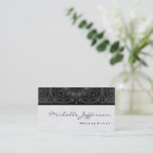 Visagistin Script Grau Muster Visitenkarte (Stehend Vorderseite)