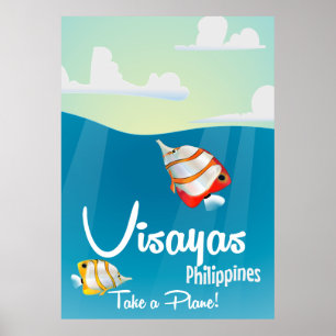 Visaja, Philippinen Cartoon Reiseplakat Poster