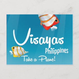 Visaja, Philippinen Cartoon Reiseplakat Postkarte