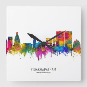 Visakhapatnam Andhra Pradesh Skyline Quadratische Wanduhr