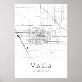 Visalia Karte - Kalifornien - Stadtplan-Poster Poster