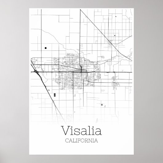 Visalia Karte - Kalifornien - Stadtplan-Poster Poster (Vorne)