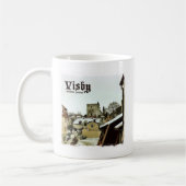 Visby, Dachspitzen Gotland, Schweden mit heller Kaffeetasse (Links)