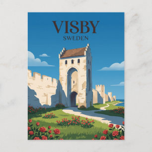 Visby mittelalterliche Stadtmauern Schweden Postkarte