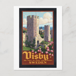 Visby Schweden - Reise im Vintage-Stil Postkarte