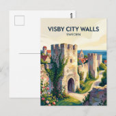Visby Stadtmauer Schweden Postkarte (Vorne/Hinten)