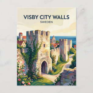 Visby Stadtmauer Schweden Postkarte