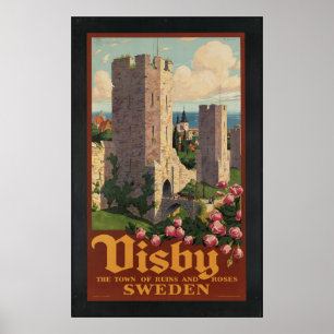 Visby Sweden Vintage Travel Poster Ad Retro Prints