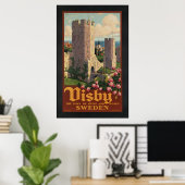 Visby Sweden Vintage Travel Poster Ad Retro Prints (Heimbüro)
