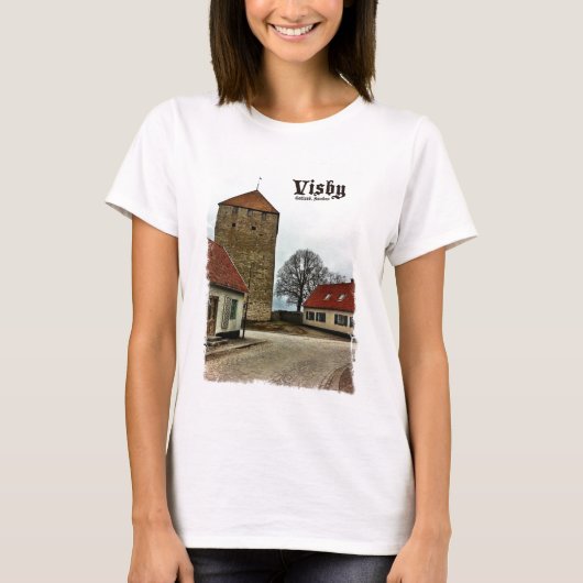 Visby, Turm Gotland, Schweden mit heller Grenze T-Shirt (Vorderseite)