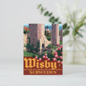 Visby Vintage Travel Poster neu Postkarte (Stehend Vorderseite)