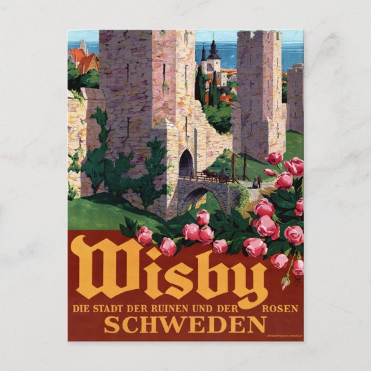 Visby Vintage Travel Poster neu Postkarte (Vorderseite)