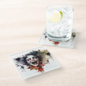 Viscera & Void: Abstraktes Portrait des Horrors Glasuntersetzer (Schrägansicht)