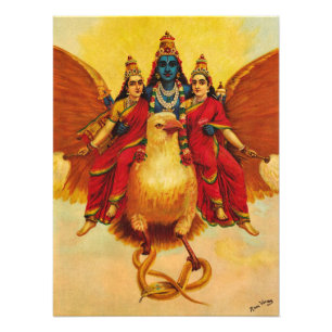 Vishnu, Garuda, Vahana von Raja Ravi Varma Fotodruck
