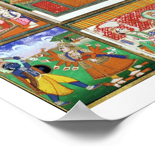 Vishnu im Zentrum seiner zehn Avatare, Jaipur, R Poster (Ecke)