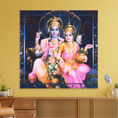 Vishnu & Lakshmi - umrissene Canvas Leinwanddruck (Insitu (Wohnzimmer))