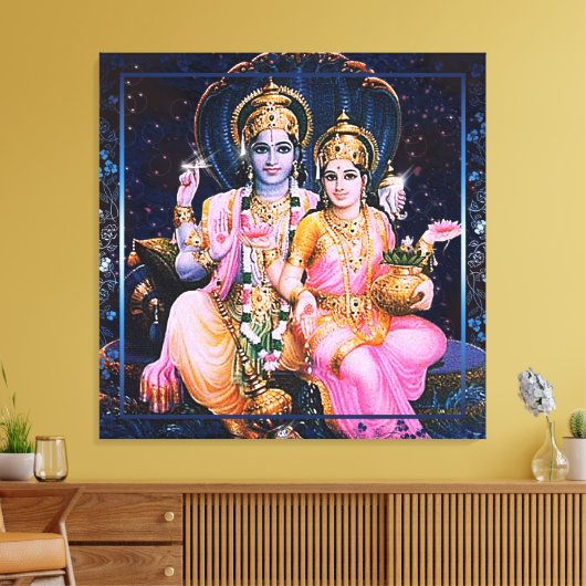 Vishnu & Lakshmi - umrissene Canvas Leinwanddruck (Insitu (Wohnzimmer))