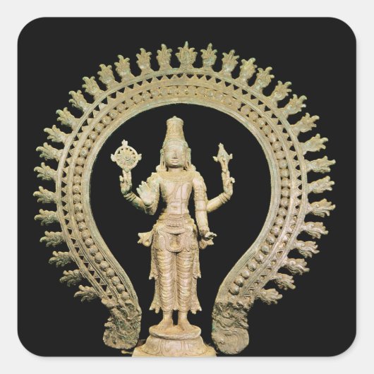 Vishnu, Late Chola Quadratischer Aufkleber (Vorderseite)