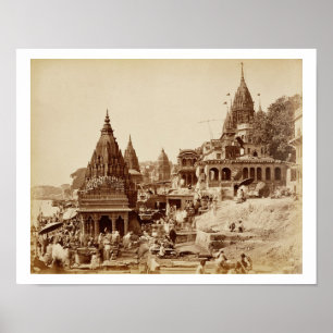 Vishnu Pud and Other Temples, Benares (sepia photo Poster