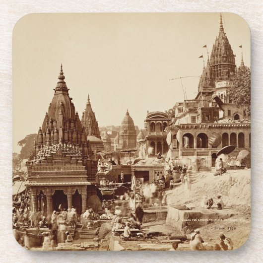 Vishnu Pud und andere Tempel, Benares (Sepia-Foto Getränkeuntersetzer (Vorderseite)