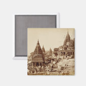 Vishnu Pud und andere Tempel, Benares (sepia Foto Magnet (Vorderseite/Rückseite)