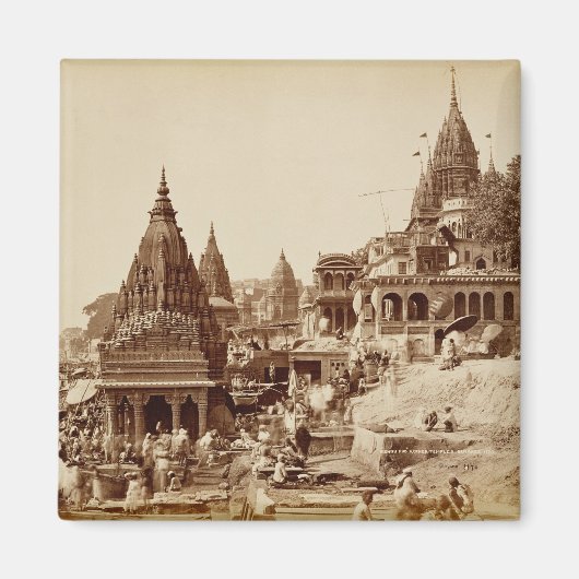Vishnu Pud und andere Tempel, Benares (sepia Foto Magnet (Vorne)